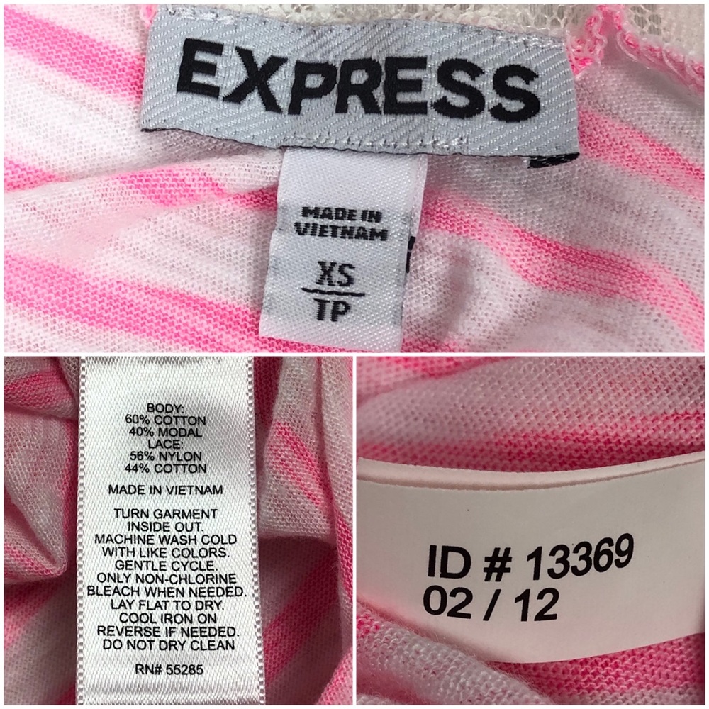 Express striped floral lace half sleeve shirt XS - Picture 4 of 4